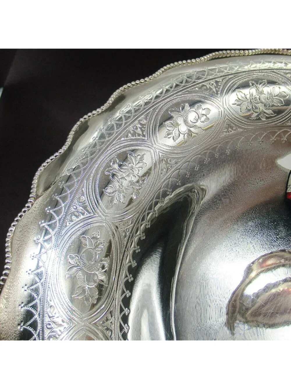 Antique Sheffield Silverplate Etched Pedestal Basket Beaded Waterfall Rim Martin